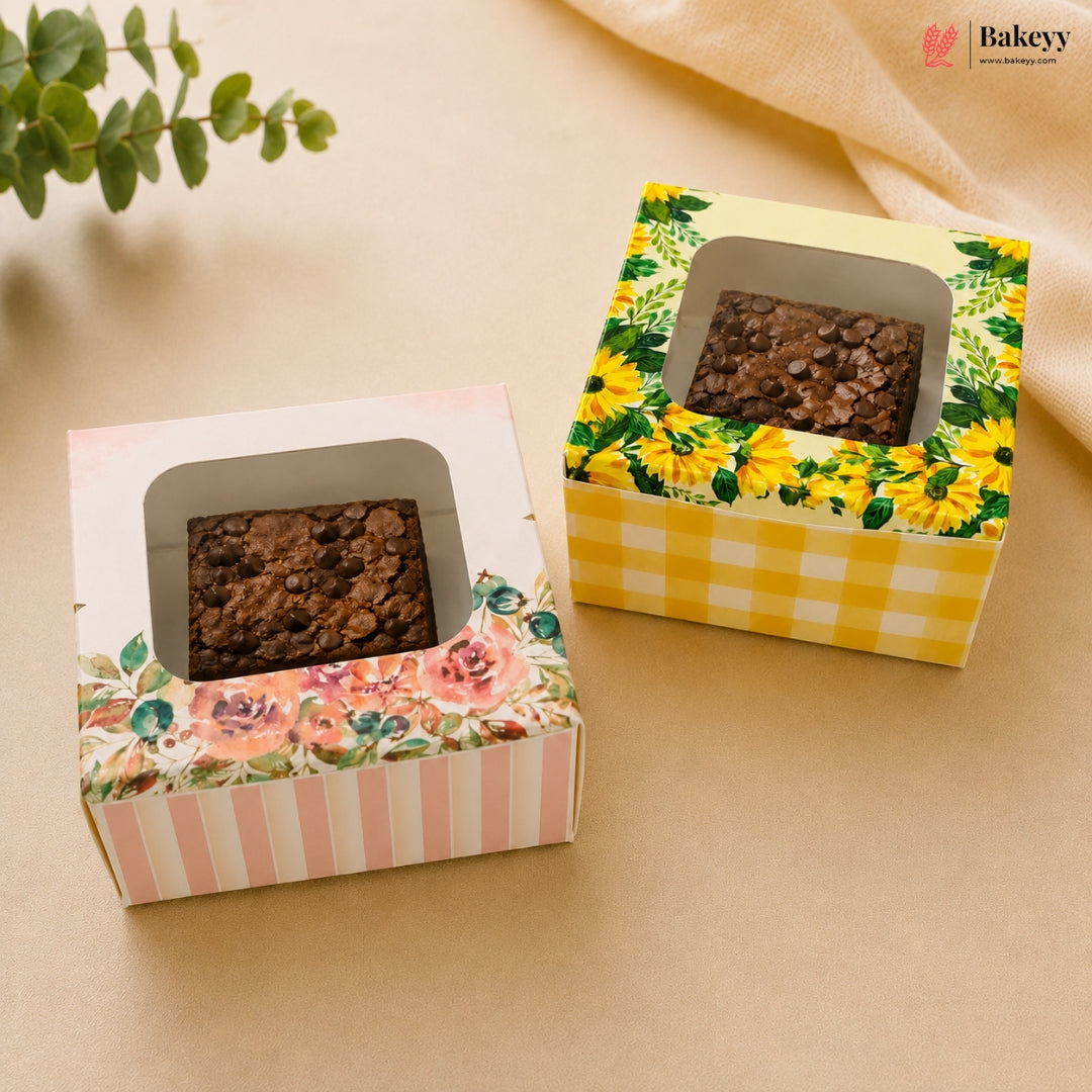 Bakeyy floral window brownie boxes