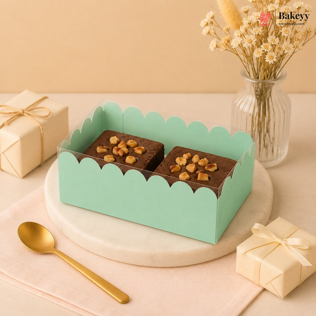 Bakeyy green transparent-lid brownie box
